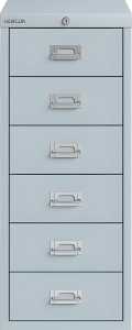 Schubladenschrank 6 Schübe mit Schloss lichtgrau H 670 x B 279 x T 408
