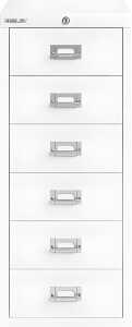 Schubladenschrank 6 Schübe, mit Schloss, vweiß, H 670 x B 279 x T 408