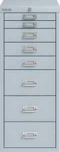 Schubladenschrank 8 Schübe mit Schloss lichtgrau H 670 x B 279 x T 408