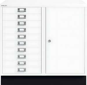 Kombischrank mit Flügeltür 10 Schubladen vweiß, H 670 x B 700 x T 460