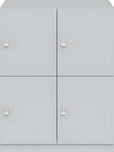 Schließfachschrank Pren, 2 Abteile je 2 Türen, weiß