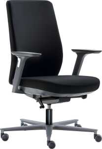 Bürodrehstuhl Business, Rückenlehne/Sitz gepolstert grau, Fußkreuz Alu