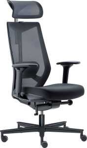 Bürodrehstuhl New Office, Kopfstütze/Rückenlehne netzbespannt schwarz,