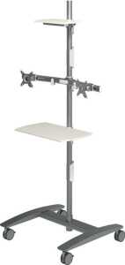 Workstation Viewmate Fußboden 722, Lenkrollen 636x600x1665mm silber