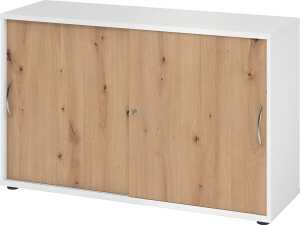 Schiebetürenschrank 1752, 748 x 1200 x 400 mm 2 Ordnerhö weiß/eiche