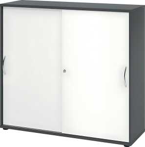 Schiebetürenschrank 1753, 1200 x 1110 x 400 mm 3 Ordnerhö graphit/weiß