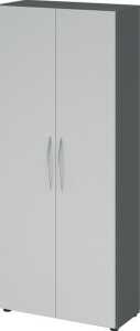 Flügeltürenschrank 4100, 1880 x 800 x 346 mm, 4 Fachböden graphit/grau