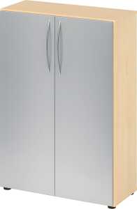 Flügeltürenschrank 450, 1144 x 800 x 346 mm, 2 Fachböden, Ahorn/silber