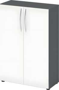 Flügeltürenschrank 450, 1144 x 800 x 346 mm, 2 Fachböden, graphit/weiß