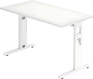 Schreibtisch OS612 1200 x 670 x 650-850 mm, C-Fuß, höverstel weiß/weiß