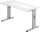 Schreibtisch QS614, 1400 x 670 x 685-810 mm, 4-Fuß, weiß/silber
