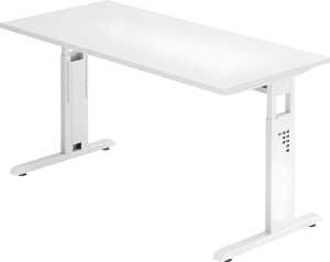 Schreibtisch OS614 1400 x 670 x 650-850 mm, C-Fuß, höverstel weiß/weiß