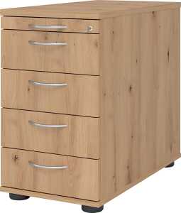 Standcontainer SC50, 4 Auszüge, 420 x 800 x 720/760 mm, asteiche