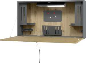 Wandschreibtisch WO12 1200 x 650 mm Höhe x 240/876 mm graphit/Asteiche