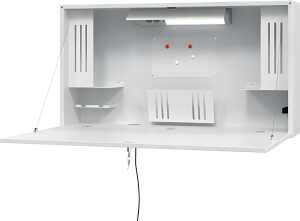 Wandschreibtisch WO12 klappbar 1200 x 650 mm Höhe 240/876 mm weiß/weiß