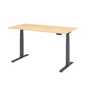 Sitz-Steh-Schreibtisch XDBK16, 1600 x 800 x 640-1290 mm, Ahorn/graphit