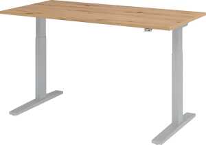Sitz-Steh-Schreibtisch XMKA16 1600 x 800 x 700-1200 mm Asteiche/silber