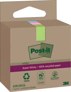Notes Post-it Super Sticky, 47,6 x47,6 mm, 3 Blöcke, farbig sortiert