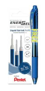 3er Set EnerGel Minen LR7 blau, plus 1 Stift BL107 blau,