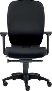 Bürodrehstuhl Office, bis 120 kg, m Armlehnen Hartbodenrollen, schwarz