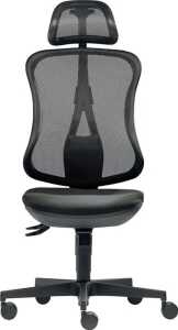 Bürodrehstuhl Ergo Mesh, ohne Armlehnen, Hartbodenrollen, schwarz