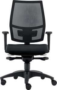 Bürodrehstuhl Ergo Mesh, mit 2D-Armlehnen, Hartbodenrollen, schw