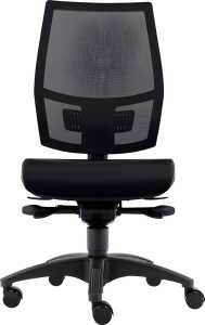 Bürodrehstuhl Ergo Mesh, ohne Armlehnen, Teppichbodenrollen, schwarz