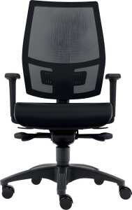 Bürodrehstuhl Ergo Mesh, mit 2D-Armlehnen, Hartbodenrollen, schwarz