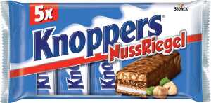 Knoppers NussRiegel, 5 x 40 g, 5 einzeln verpackte Waffelriegel