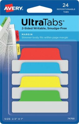 Haftstreifen UltraTabs Klas 63,5 x 25 mm, 1 Pack = 24 Haftstreifen Lasche: grün, blau, rot, gelb