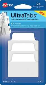 Haftstreifen UltraTabs Weiß 50,8 x 38 mm, 1 Pack = 24, Lasche weiß