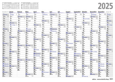 2025 ADINA Plakatkalender Wandkalender A0 119x84cm Lieferung: gefaltet