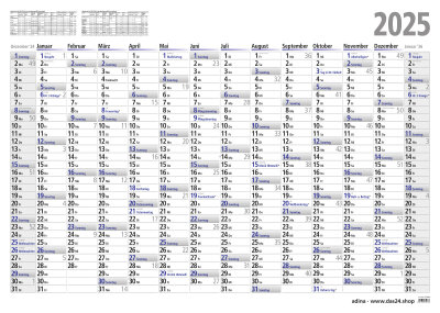 2025 ADINA Plakatkalender Wandkalender A1 84x60cm Lieferung: gefaltet