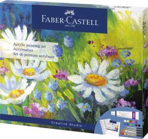 Faber Castell Acrylfarben 12 Farben Tuben 9 ml m .Zubehör
