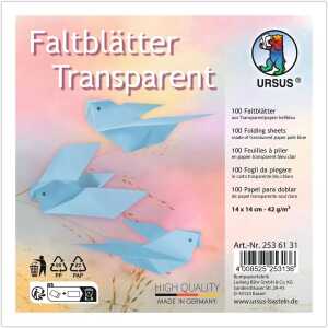 FALTBL. TRANSPARENT 42G. 14x14CM 100BL.HELLBLAU