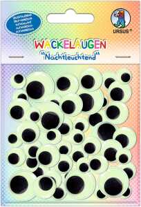 WACKELAUGEN "NACHTLEUCHTEND",52 STÜCK RUND