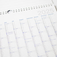 2025 Adina Zehnjahres-Kalender A4 blau Querformat mit Spiralbindung und Wandaufhängung