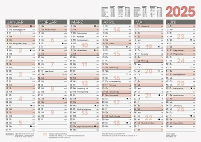 2025 Brunnen Tafelkalender A3 1S/6Monate