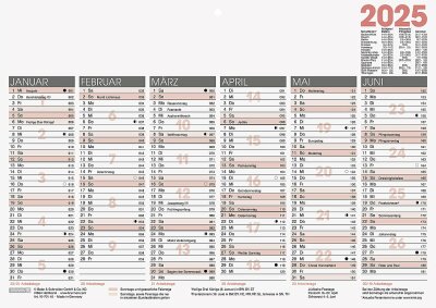 2025 Brunnen Tafelkalender A4 1S/6Monate