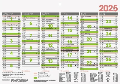 2025 Brunnen Tafelkalender A5 1S/6Monate