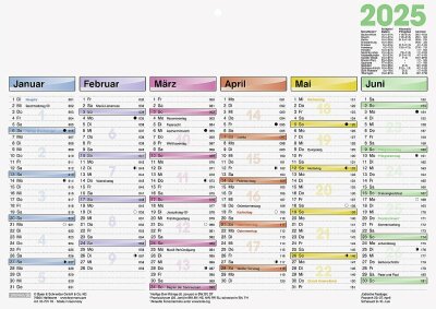 2025 Brunnen Tafelkalender A4 1S/6Monate