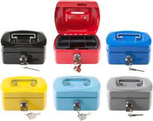 Idena 337177 - Geldkassette, 8 Fächer, aus Metall, farbig sortiert