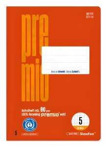 Staufen Premio Heft A5 32 Blatt Lin.5 90g/qm rot 5mm kariert