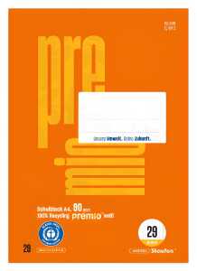 Staufen Schulblock A4 50 Lin.29 orange 5x9mm rautiert mit RL 4-Loch