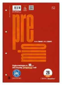 Staufen Premio RBE A4 50 Bl Lin.28 50 Bl. 90g/qm 5mm kar mit RL 4-Loch