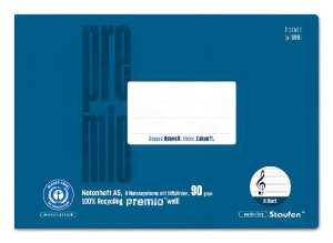 Staufen Notenheft A5 quer LinNH 90g/qm blau 6 Notensys + Hilfslin.