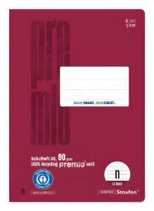 Staufen Premio Notenheft A5 16 Bl 90g LinN bordeaux 6 Notensysteme