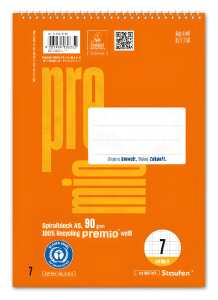 Staufen Premio Spiralblock A5 40 Lin.7 A5 40 Blatt 90g/qm 7mm kariert