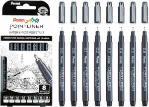 Pentel Set Permanent Fineliner sw, 8 Strichst.