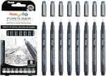 Pentel Set Permanent Fineliner sw, 8 Strichst.